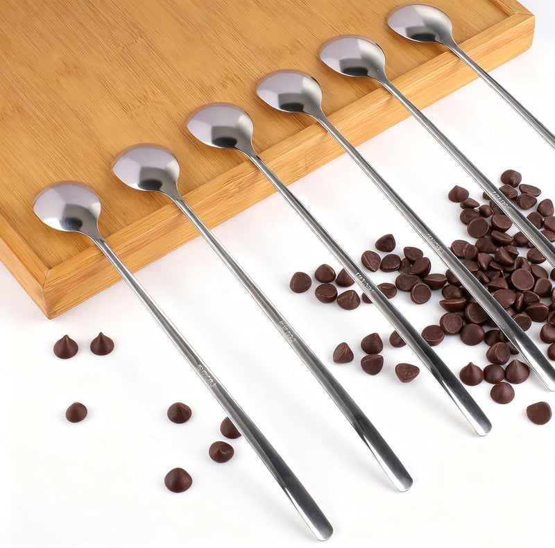Ninsula 9.5-Inch Long Spoon, Ice Tea Spoons for Ice Cream, Coffee, Cocktail, Stainless Steel Long Spoons for Stirring, Long Handle Spoon, Set of 6 - Image 4